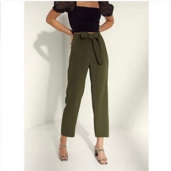Wilfred Tie-Front Pant Fatigue Green Size 0 Aritzia High-Rise - Picture 1 of 9